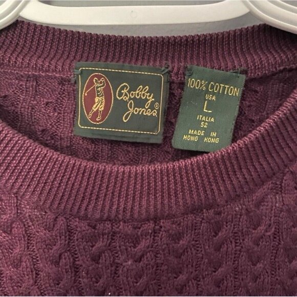 Vintage Bobby Jones Golf Sweater Purple Knit Long Sleeve Pullover Size Large - Picture 2 of 5